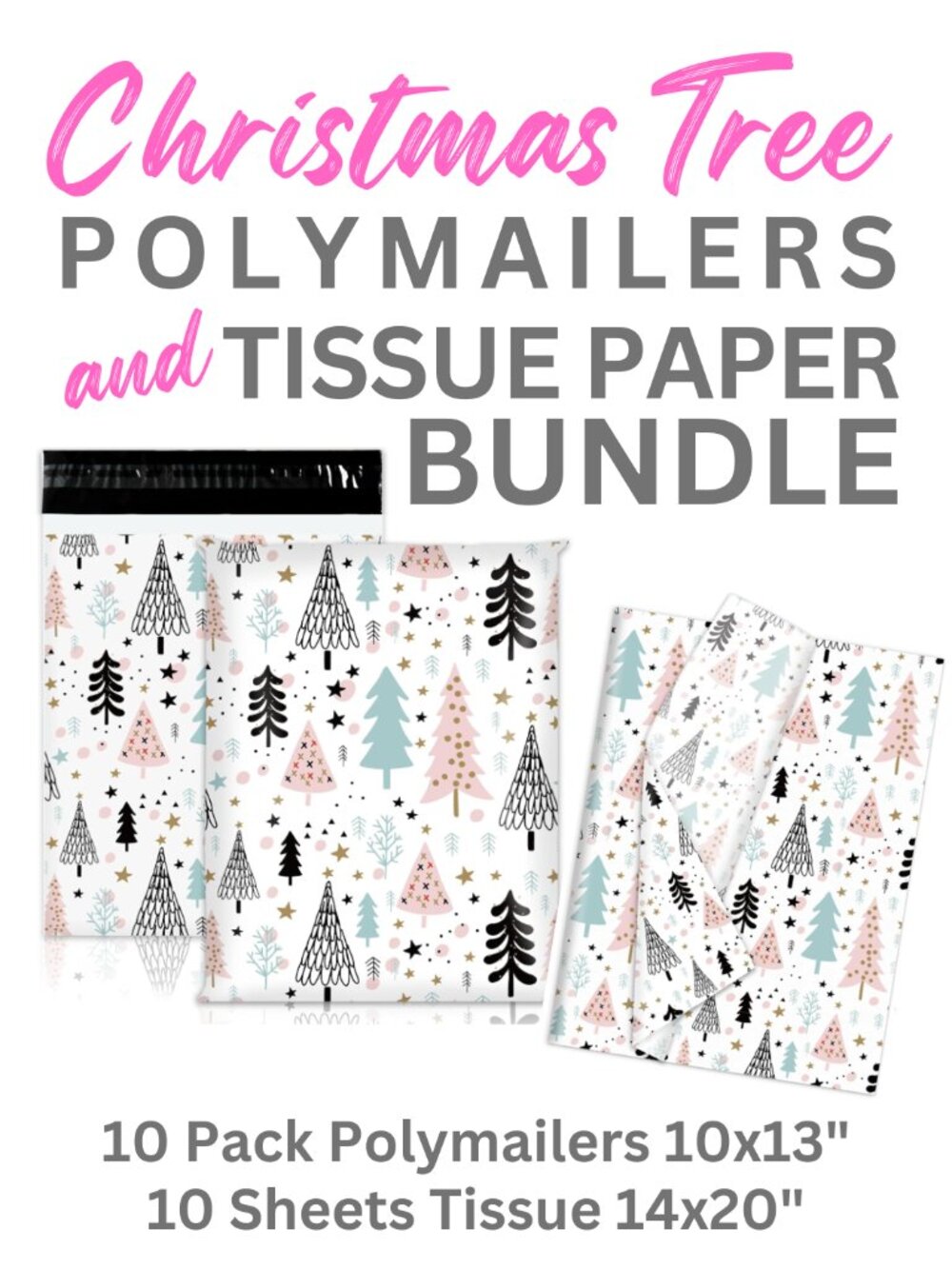 Pastel Christmas Tree Bundle Polymailers & Tissue Paper